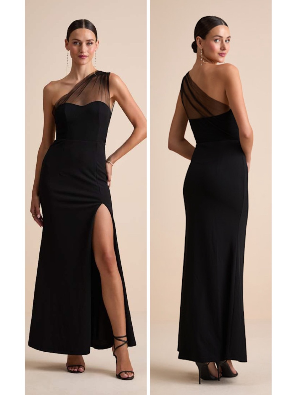 Lulus Brayla Black One-Shoulder Mermaid Maxi Dress Size Medium Formal Wedding